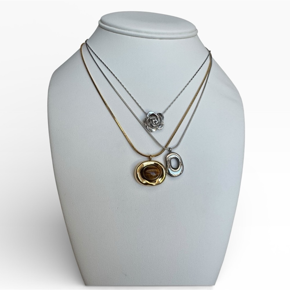 3 Mixed Metals Silver and Gold Necklace Bundle, ANY 3